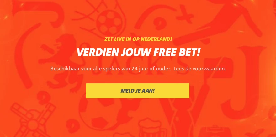 Ontvang Free Bet van €5 als je inzet op Nederland - Amerika